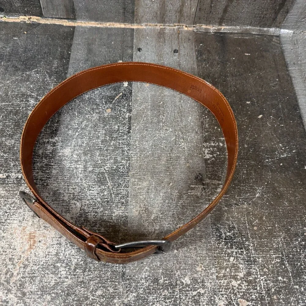 VTG Ralph Lauren Alligator‎ Leather Sterling Silver Belt 2268 size 30 long Brown